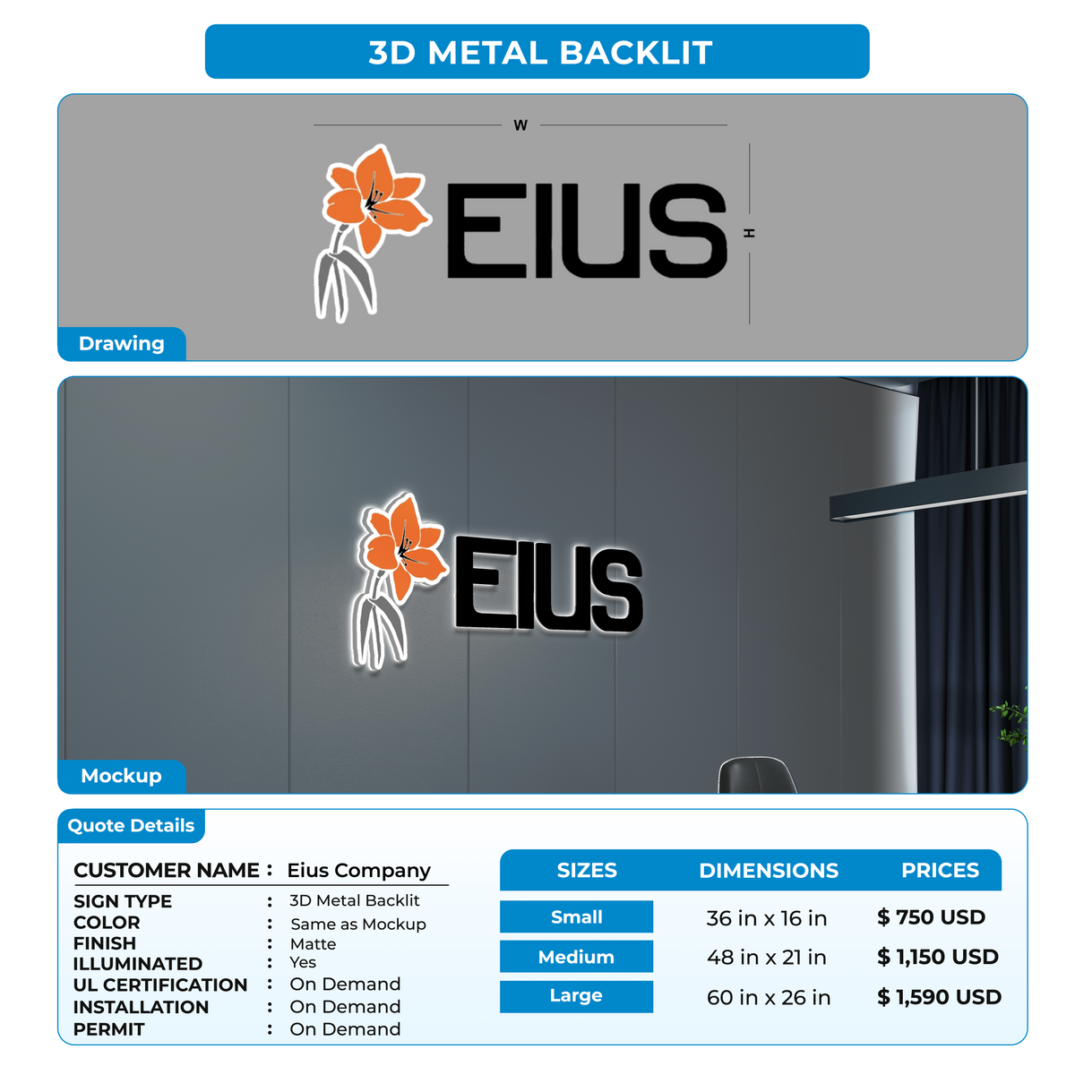 Custom Signs For Eius Company