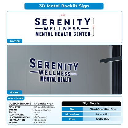 3d metal backlit for Chiamaka Nnah