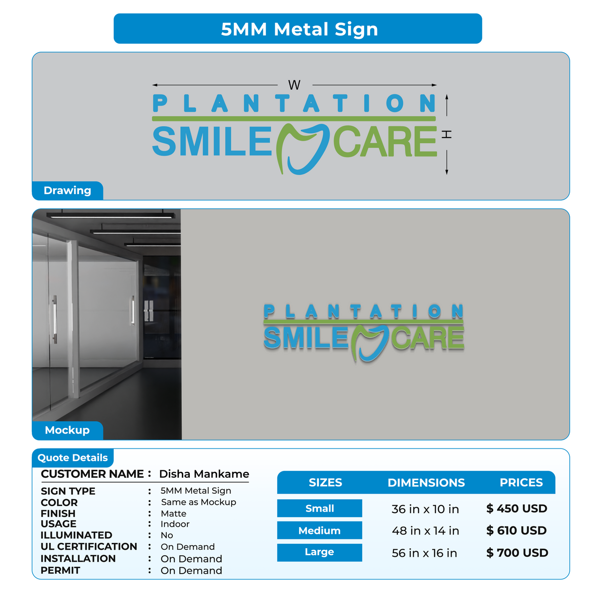 Business signage for Disha Mankame