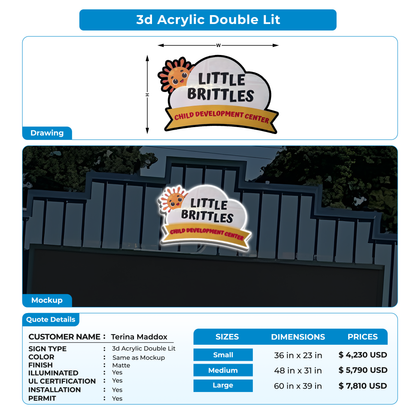 3d acrylic doublelit for Terina Maddox