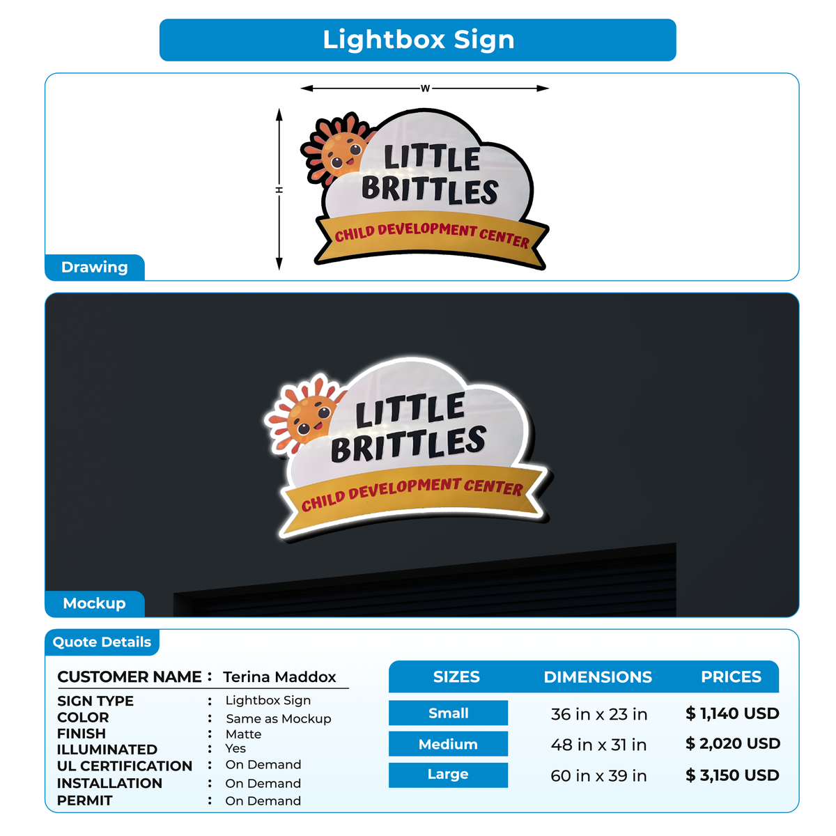 Business signage for Terina Maddox