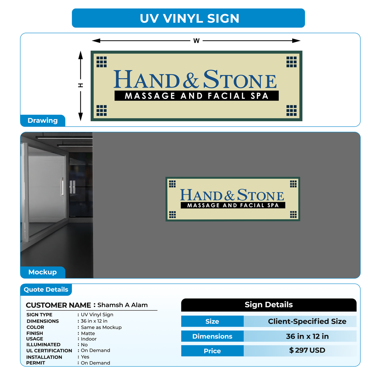 Business signage for Shamsh A