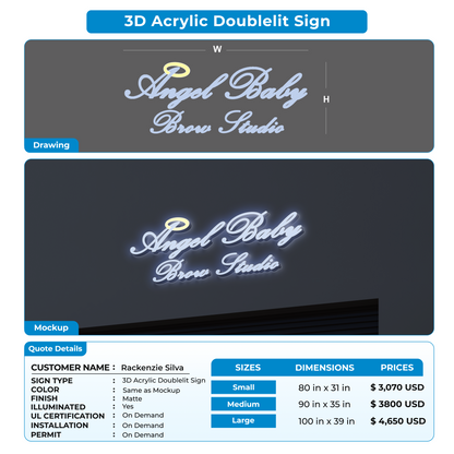 3D Double lit Sign for Rackenzie Silva