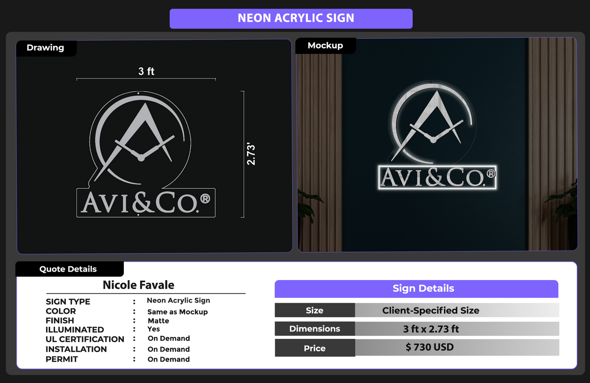 UV Acrylic Signs for Nicole Favale