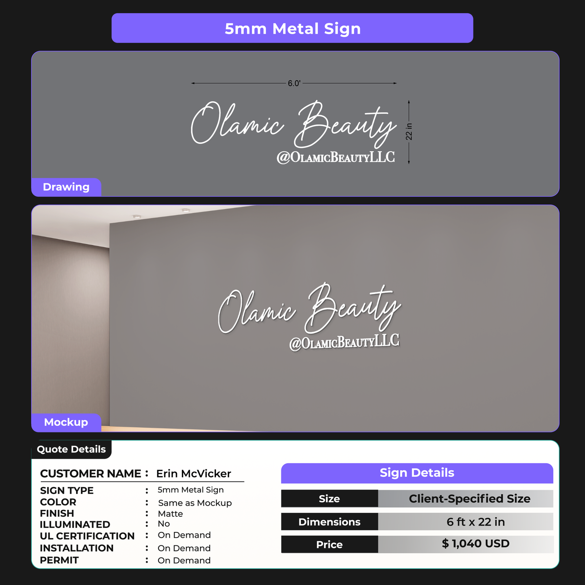 Custom Signs For Erin McVicker