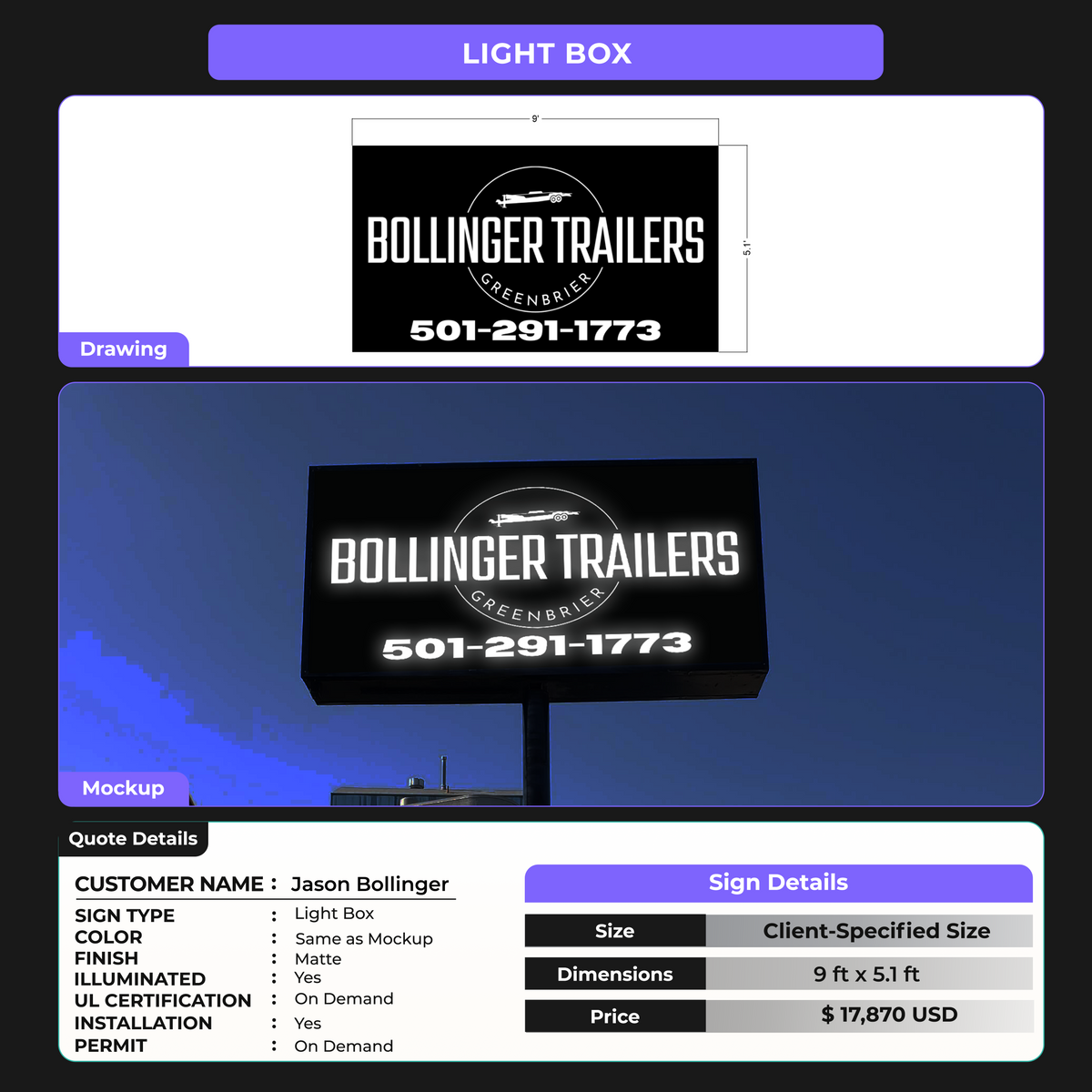 Custom Signs for Jason Bollinger