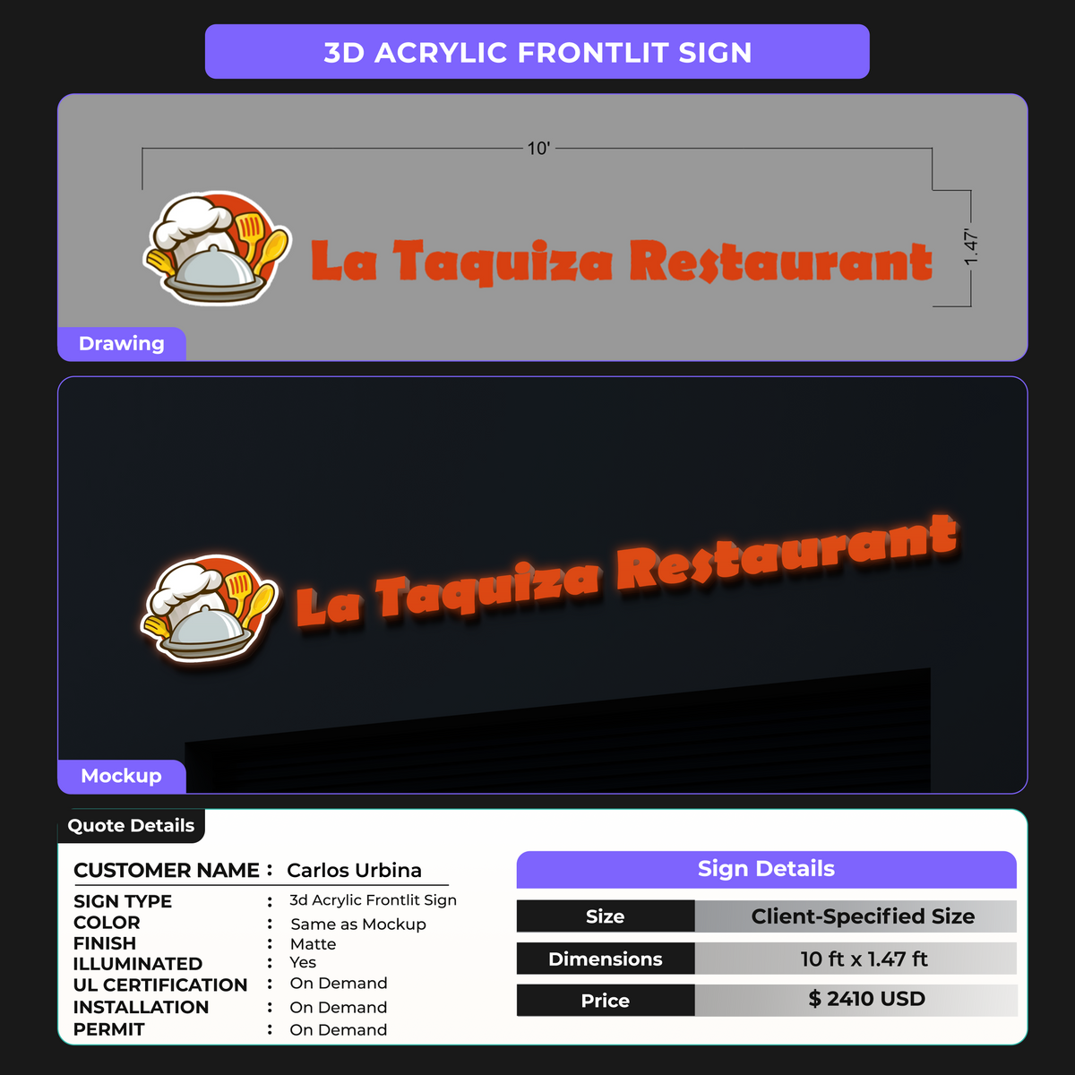 Custom Signs For Carlos Urbina
