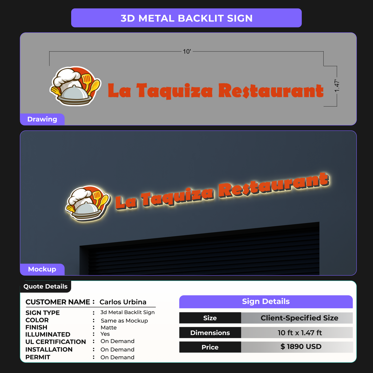 Custom Signs For Carlos Urbina