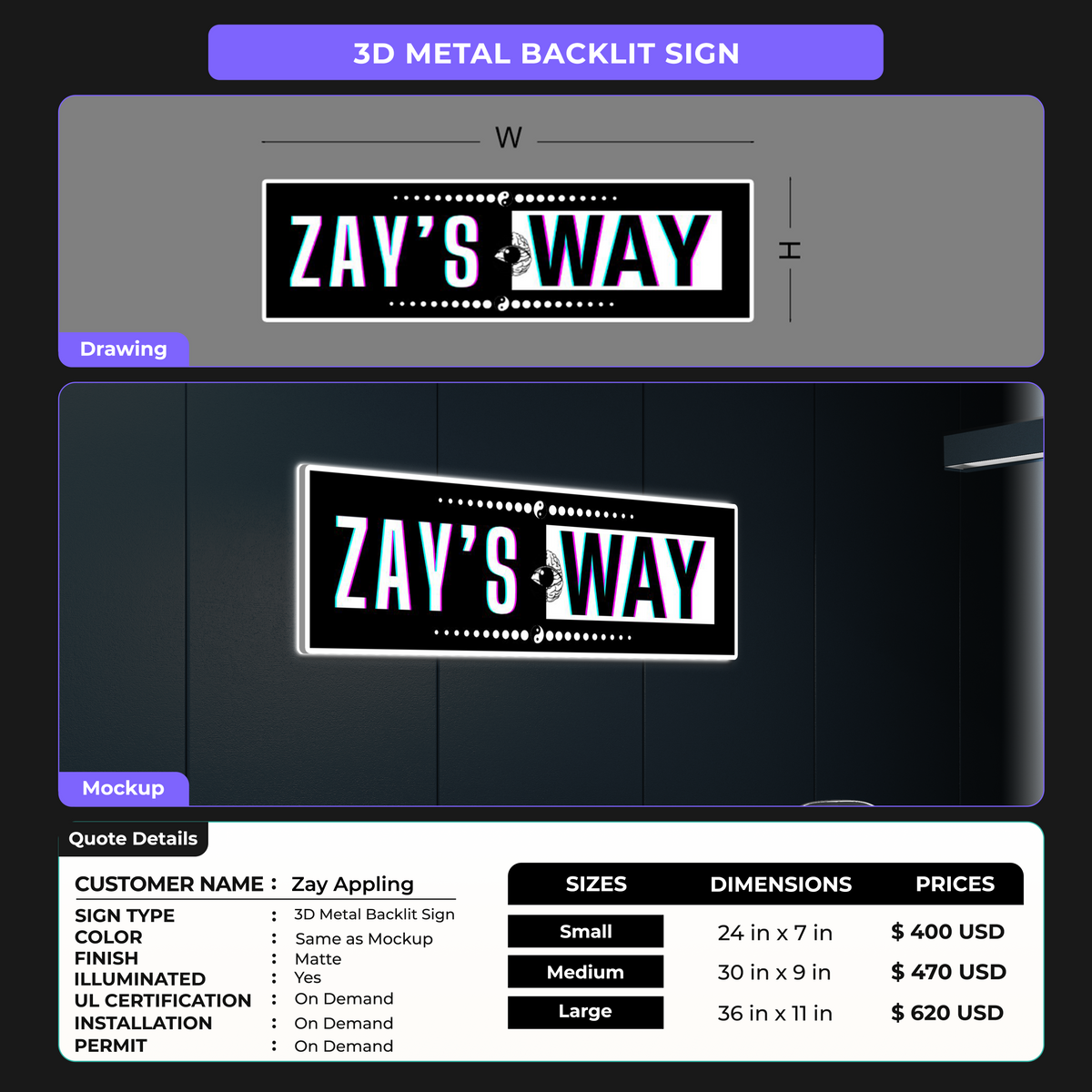 Custom Signs for Zay Appling