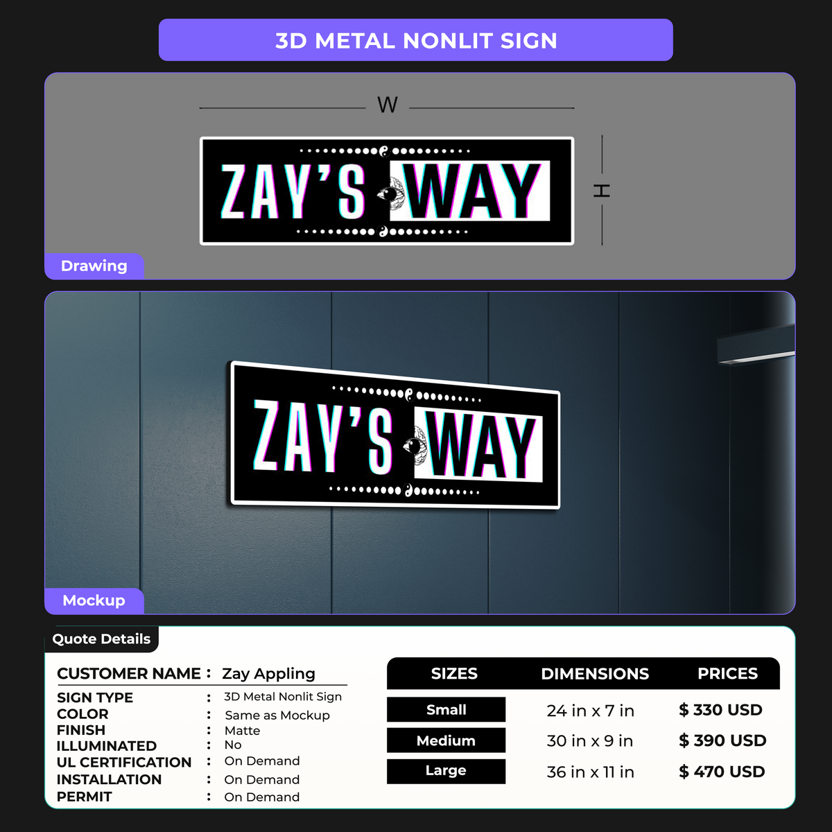 Custom Signs for Zay Appling