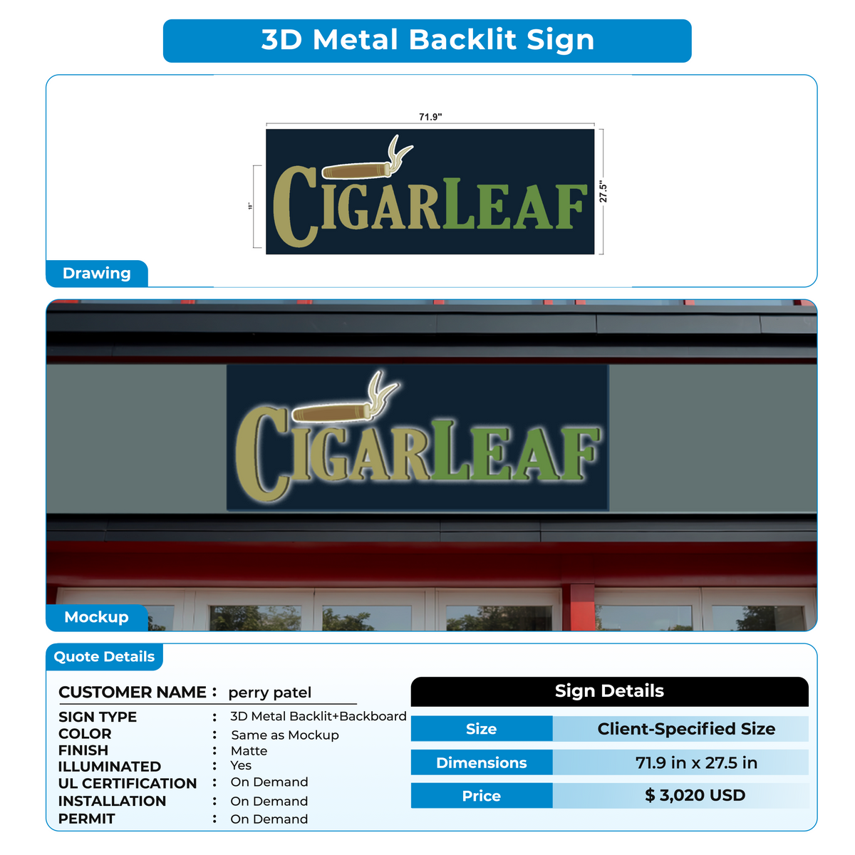 custom signs for perry patel
