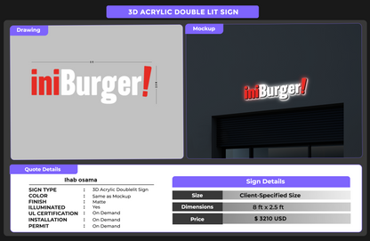 3d acrylic doublelit sign for Ihab osama