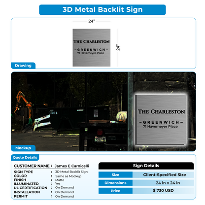 custom sign for James E Carnicelli