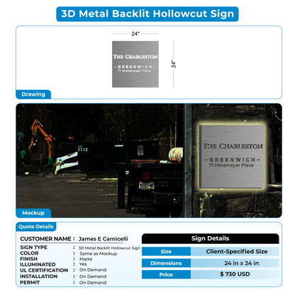 custom sign for James E Carnicelli